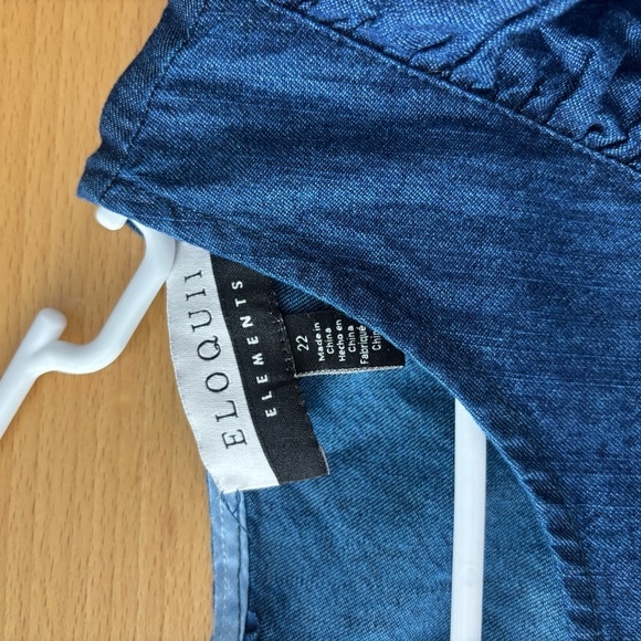 Eloquii Elements Women's Plus Size 22 Denim Jumpsuit Ruffles Short Sleeve Trendy - Picture 6 of 9